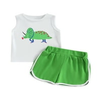 Jaweiwi Toddler Baby Summer Vest Outfits, 2T 3T dinosaur za ispis bez rukava + Hraštači set odjeće