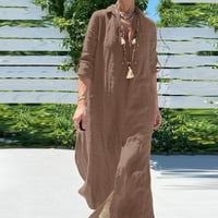 Haljine za plažu za žene Trendy Maxi haljina Ženska pamučna posteljina haljina labava fit solid boja