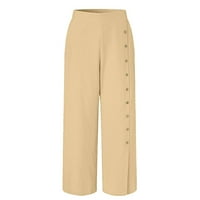 Booker Womens Multi dugme proreza široke hlače za noge Visoka pantalone sa strukom labave ležerne hlače