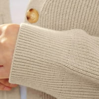 Shpwfbe Fall odjeća za žene Cardigan za žene Otvoreno prednje preveliko dugme Lagani džemperi V izrez Loose Cardigans pletene dupe za žene Bež XL