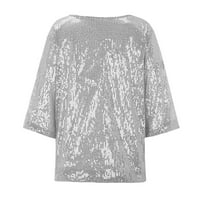 PXiakgy bluza Moda casual šljokica Party Top vrhovi Ženska majica Crop Coctail ženska bluza Silver +