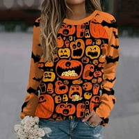 Ženska modna casual okruglica s dugim rukavima Halloween Print Raglan rukav majica