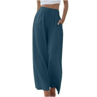 Ylioge Womens Trendy Wide nogu Droketske pantalone Posteljine krstarenje Spring hlače Čvrsto boje Visoki