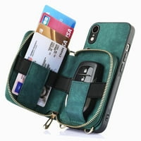 Decaze iPhone XS MA patipper torbica novčanik zadnjeg poklopca, otporan na udarce za ramena PU kožna futrola sa držačem kartice Kickstand Zaštitni stražnji poklopac za iPhone XS max, zelena