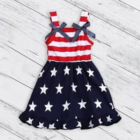 Star Star Print Ruffle haljina haljina za odijela za dijete Zastava Sjedinjenih Država Vrhunska haljina