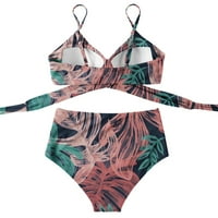 SHPWFBE kupaći kostim žene Criss Cross High Struk struka Cvjetni ispisani kupaći pokloni za žene