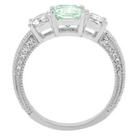Smanjeni rez 3.61ct - Tromjenski - simulirani zeleni dijamant - 14k bijelo zlato - zaručnički prsten