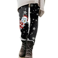 Riforla hlače za žene dame casual slatka crtani božićni santa tisak unutar gamaša čizme pantalone ženske