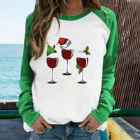 Vrijeme i Tru ženski ležerni okrugli vrat Raglan Boja koja odgovara Božićnu čašu vina Ispiši majicu