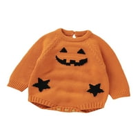 Halloween Baby džemper Romper dugih rukava Crew vrat bundeve lica tiskanog tiskanog tijela