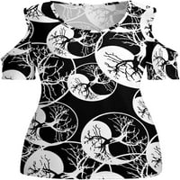 Yin yang stablo ženska majica kratkih rukava hladna majica na ramenu Tee bluza vrhovi