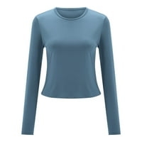 Ženske jesenske modne gornje vrh Žene pune boje Rround Crt majica Tw Gorm Slim dugih rukava TOP bluza