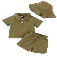Odjeća za bebe Boys postavio je majicu kratkih rukava s kratkim rukavima s hlačama i šeširom