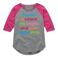 Instant poruka - Porodica je tamo gdje život počinje i ljubav nikad ne završava - grafička majica malih