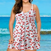 Optivno odijelo za žene Tankeni plus veličina visokog struka Tummy Control veliki poprsje puni pokrivenost Havajski s boyshorts konzervativnom plažom uz plažu odjeća modna gumnica za gumenja od 40-crvena l