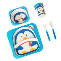 Bambusova vlakna Cartoon Penguin Dječji pribor za jelo postavio je dječji softver za dijelove za večeru za večeru za hranjenje posuđa