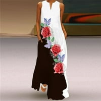SKPBlutn Formalna haljina za žene Ljeto Ležerne prilike bez rukava V izrez Maxi Labava haljina Boho