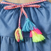 Djevojke Ljetne suknje odijelo za leteće rukavice za leteće rukav duga dugačka suknja sa šarenim remenom