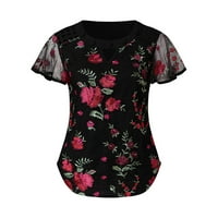 Ernkv ženski trendi elegantni casual vrhovi klirens cvjetni tiskani vrhovi ruffle rukave majice za ključene