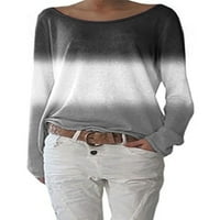 Plus size od ramena gradijent boja za žene Ležerne prilike dugih rukava u boji košulje u majici TEE