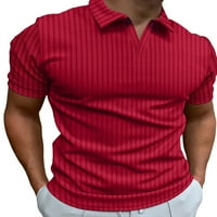 Groanlook Muškarci Ljetni vrhovi kratki rukav T košulja rever ovratnik klasična fit košulja prugasti