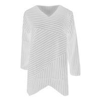 Floleo ženski vrhovi čišćenje ljetna majica casual lotu rukave V-izrez Stripe ispis nepravilnih bluza