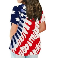 Plus veličine za žene Dan nezavisnosti Seksi v-izrez bluza LACE casual labave ljetne kratke majice s
