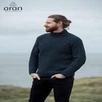 Aran Dugme ovratnik Irski džemper Merino vuna muški kabeli pleteni tradicionalni pulover proizveden