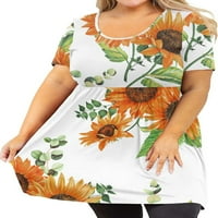 Colisha Women majica Crew Crt Summer T majice Kratki rukav vrhovi modna plaža plus veličina pulover