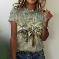 Clearance ispod $ Ženska moda Y2K odjeća Ispis majica kratkih rukava Ležerna labava bluza vrhova siva,