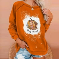 Jesenske košulje za ženske majice teretane Dan zahvalnosti Okrugli džemper sa otvorenim vratima Narančasta