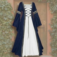 Asdoklhq Womens Plus Veličina vrhova Izgled Ženska vintage keltska srednjovjekovna podna dužina renesanse Gothic Cosplay haljina