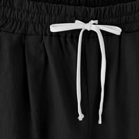 Ženske plus veličine posteljine kratke ležerne na plaži Labavi kratke hlače Comfy elastični struk Loungwear