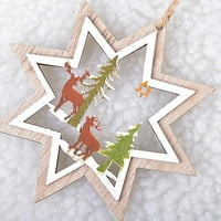 Farfi božićni dekor drveni šuplji dvostruki sloj Penta zvijezde serije viseći privjesak
