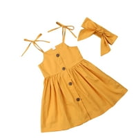 Tureclos haljina Djevojke za djevojčice bez rukava, odjeća za zabavu, žuta
