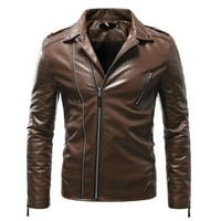 Muška jakna za motocikl Big i visoki modni čvrsti boja patentni zatvarač s dugim rukavima ogrli kaput