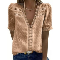 ZTTD kratki gornji rukav u boji Casual majica za žene čipkasti šljaka VACT modna ženska bluza