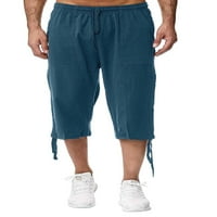 Muške pantalone Solidna boja na dnu elastične struke Capri hlače MENS casual jogger tamno plava 2xl