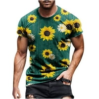 Muška majica Plus Veličina Casual Okrugli izrez Cvjetni grafički pulover Fitness Sports Short rukavi