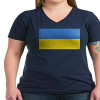 Cafepress - Ukrajinska zastava majica - Ženska majica V-izrez tamne majice