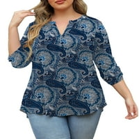 Ženska odjeća plus veličine vrhova rukava za žene V izrez Tunika Bluze, M-4XL