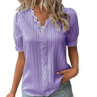 Plus veličine za žene Ljeto čipka V izrez obična čipka elegantna majica modna čvrsta boja elegantna