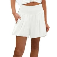 Huaai ženske pamučne kratke hlače Ležerne prilike ljetni naglašeni elastični struk Comfy detalj plaže