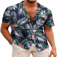 Muškarci vrhovi rever vrat Ljetne košulje kratki rukav majica Havajska majica bluza na plaži stil k