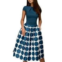 Ženske haljine s kratkim rukavima Summer Sposobno okruglo struk silhoueta vintage polka tačka patchwork