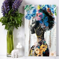 Afrička američka zidna umjetnost crna ženska dekor plave cvijeće slike apstraktne slike uokvirene portretne
