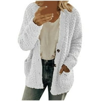 Amidoa ženski džep topla zimska odjeća Fuzzy fleece kardigan duksevi teddy cosy otvoreni prednji gornji
