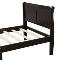 Priličan drveni platforma kreveti sa uzglavljenim nožnim pločama od drvene ploče, bračni okvir sa dva odvojenog kreveta madrac za madrac - espresso