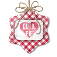 Božićni ukras Cutie Pie Valentinovo Hot Pink Geometrijski srce Red Plaid Neonblond
