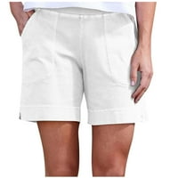Žene ljetne kratke hlače za vježbanje elastičnih struka planinarske pantalone sa džepovima bijeli s